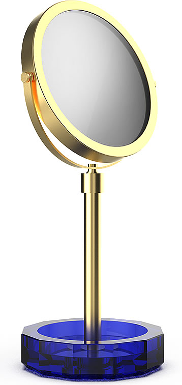 KRISTALL Series 5x/1x Cosmetic Mirror Matte 24k Gold/Capri Blue
