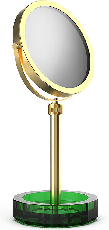 KRISTALL Series 5x/1x Cosmetic Mirror Matte 24k Gold/English Green