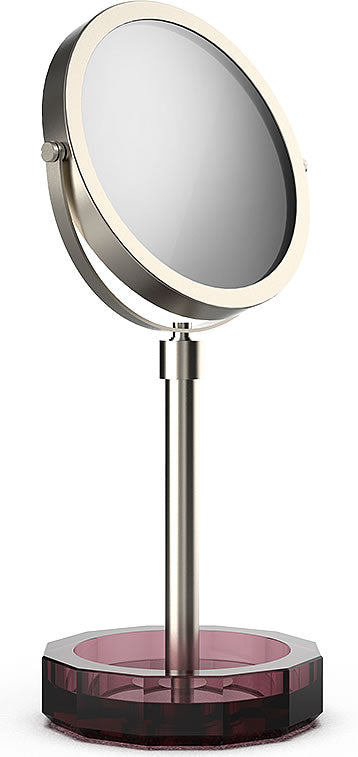 KRISTALL Series 5x/1x Cosmetic Mirror Satin Nickel/Burgundy