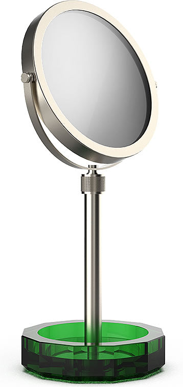 KRISTALL Series 5x/1x Cosmetic Mirror Satin Nickel/English Green