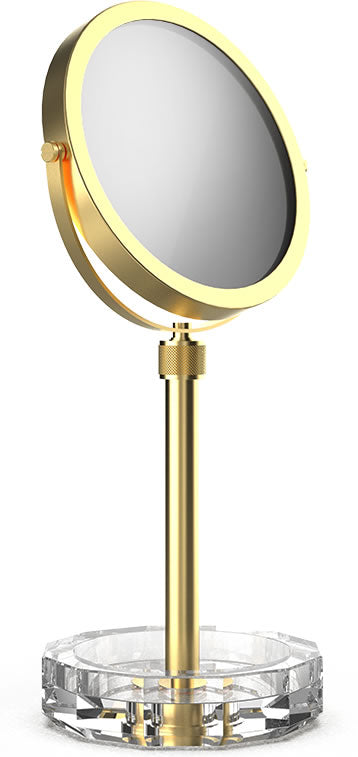 KRISTALL Series 5x/1x Cosmetic Mirror Matte 24k Gold/Clear