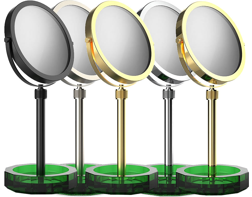 English Green KRISTALL by Decor Walther - Left to right:  Matte Black, Satin Nickel, Matte 24k Gold, Polished Chrome, Polsihed 24k Gold