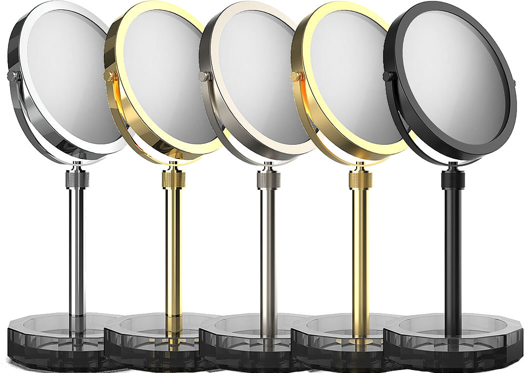 Anthracite KRISTALL by Decor Walther - Left to right:  Polished Chrome, Polished 24k Gold, Satin Nickel, Matte 24k Gold, Matte Black